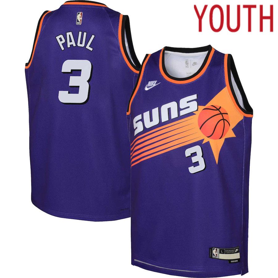 Youth Phoenix Suns #3 Chris Paul Nike Purple Classic Edition 2022-23 Swingman NBA Jersey->portland trail blazers->NBA Jersey